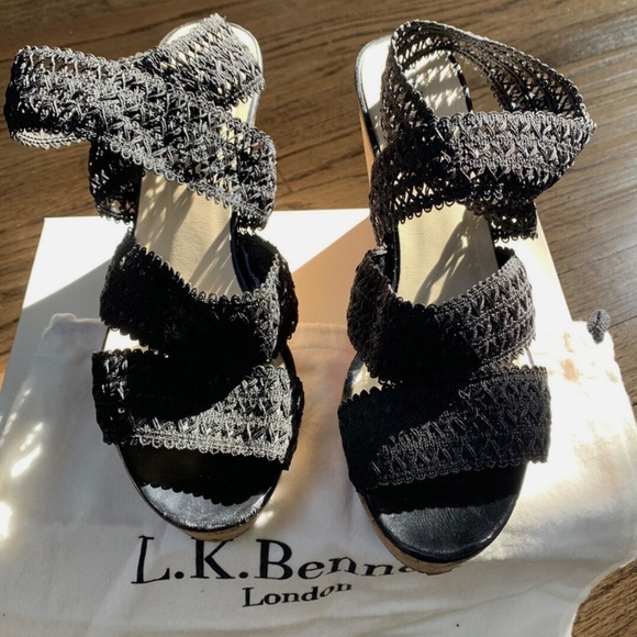 L.K. BENNETT Eimear CORK PLATFORM WEDGE SANDALS SZ 41 EU/10 US - Picture 6 of 6